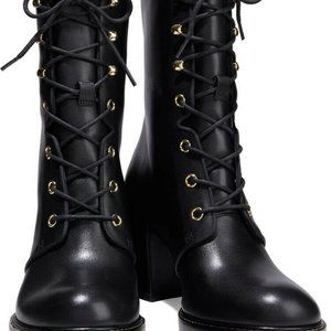 Cassey lace-up textured-leather ankle boots